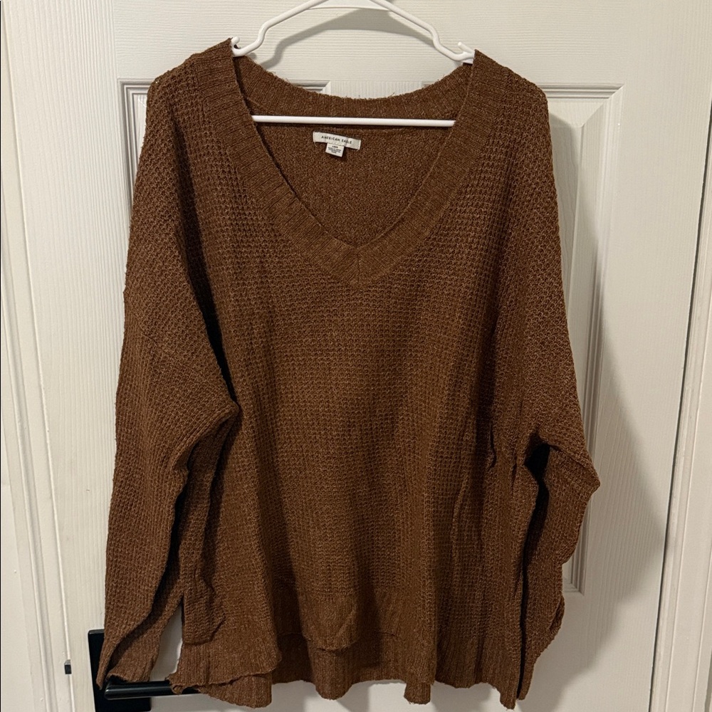 American Eagle Outfitters V-Neck Sweater in Rich Brown